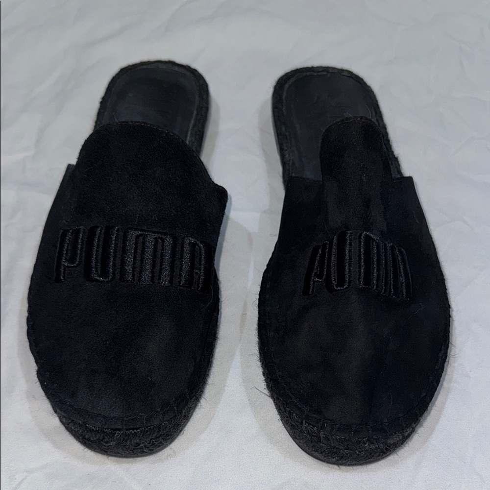 PUMA Black Suede Slip-On Shoes